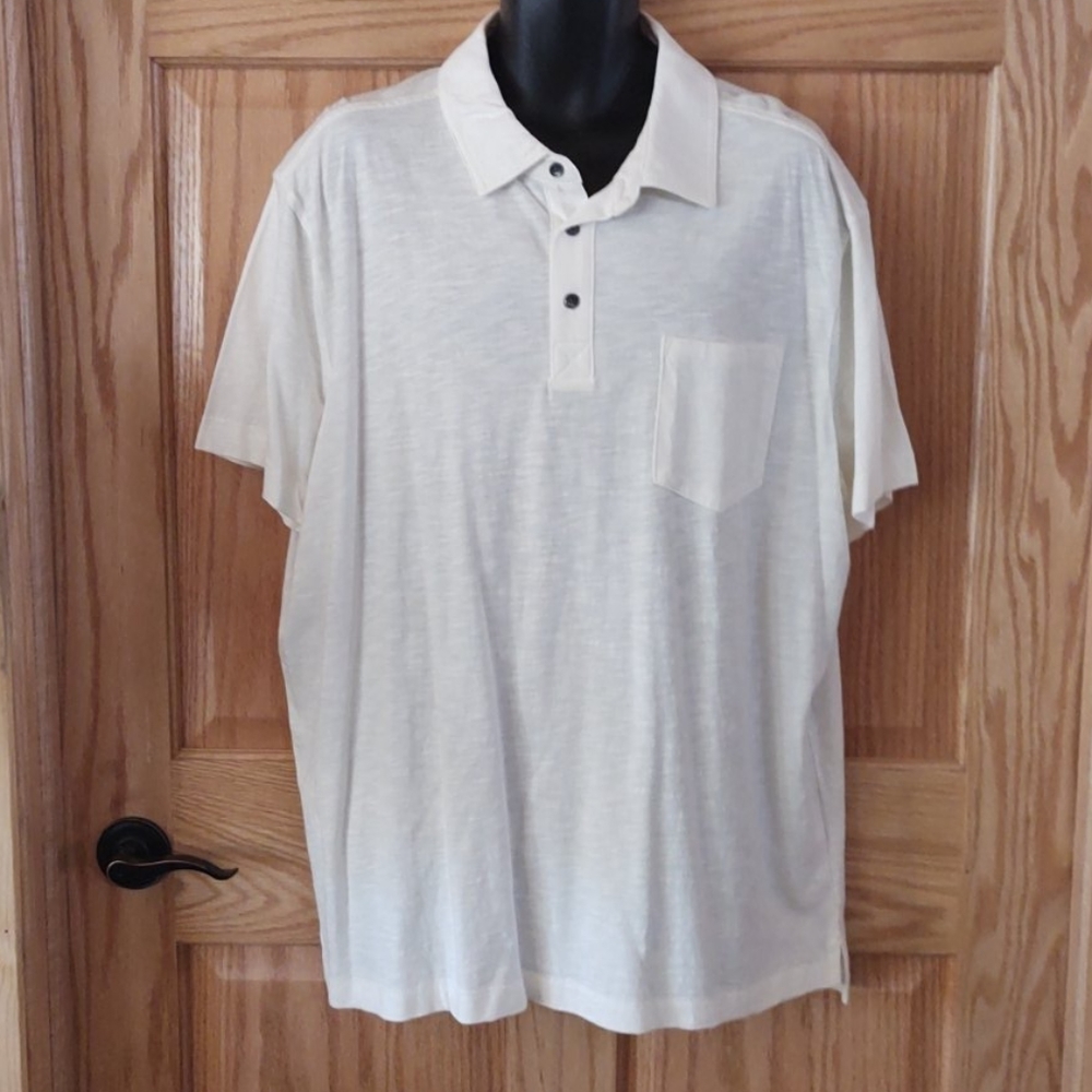NWOT Sz XXL Cream Textured Pocket Polo - Picture 1 of 6